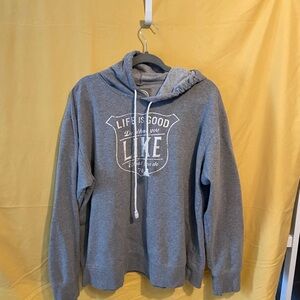 Life Is Good Heather Gray Pullover Hoodie with White Logo